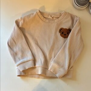 Kids Beige Bear Patch Sweater